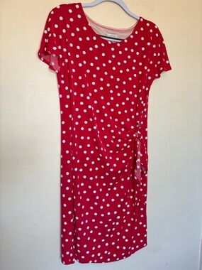 Signature By Robbie Bee Midi Wrap Dress Sz S Polka Dot Flutter Sleeves Office